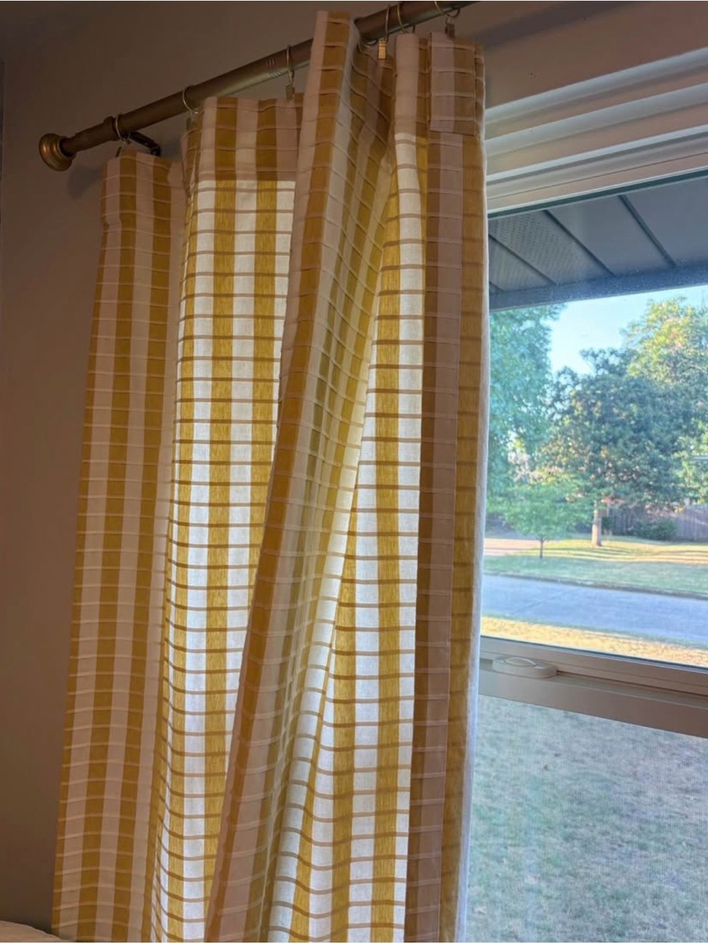 Anthropologie Yellow and White Striped Curtain Panel